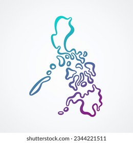 Outline map of Philippines with blue-purple gradient.