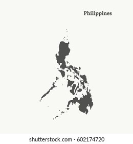 Outline map of Philippines. Isolated vector illustration.