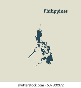 Outline map of Philippines. Isolated vector illustration.