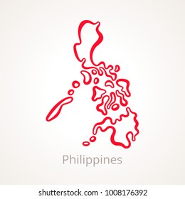 Outline map of Philippines marked with red line.