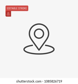 Outline map pin icon isolated on grey background. Marker sign. Line pointer symbol for website design, mobile application, ui. Editable stroke. Vector illustration, eps10.