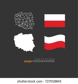 outline map of  Poland with nation flag.vector illustration.