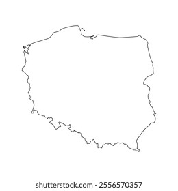 Outline Map of poland on white background