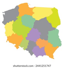 Umriss der Karte von Polen mit Regionen