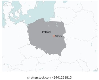 Outline of the map of Poland with regions