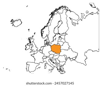 Esquema del mapa de Polonia con regiones