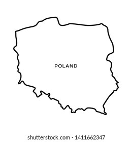 Outline Map of Poland Vector Design Template. Editable Stroke