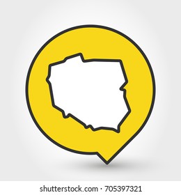 outline map of Poland, yellow icon concept