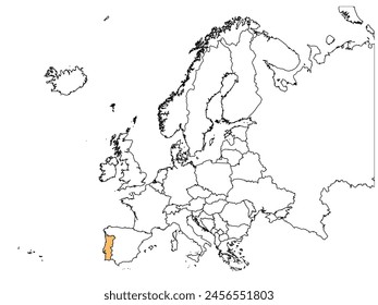Esbozo del mapa de Portugal