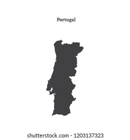 Outline map of Portugal. Isolated vector illustration.