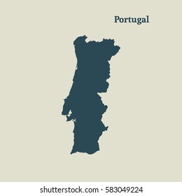 Outline Map Of Portugal. Isolated Vector Illustration.