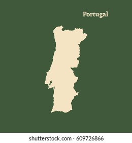 Outline map of Portugal. Isolated vector illustration.