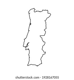 Outline map of Portugal white background. Vector map with contour.