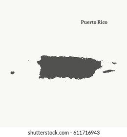 Outline map of Puerto Rico. Isolated vector illustration.