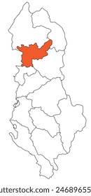 Outline of the map of the region of Albania - Qarku i Lezhës, Lezha