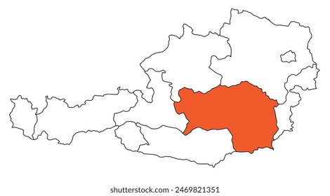 Umriss der Karte der Region Österreich - Steiermark, Steiermark