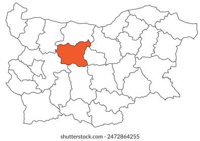 Outline of the map of the region of Bulgaria - Lovech District