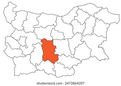 Outline of the map of the region of Bulgaria - Plovdiv region