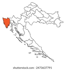 Outline of the map of the region of Croatia - Istria County