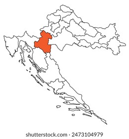 Outline of the map of the region of Croatia - Karlovac county