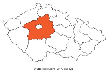 Outline of the map of the region of Czech Republic - Central Bohemian