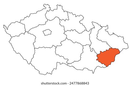 Outline of the map of the region of Czech Republic - Zlin region