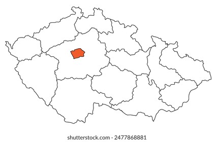 Outline of the map of the region of Czech Republic - Prague