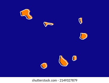 Übersicht der Republik Cabo Verde, stilvolle Konzeptkarte der Republik Cabo Verde. orangefarbene Karte auf blauem Hintergrund.