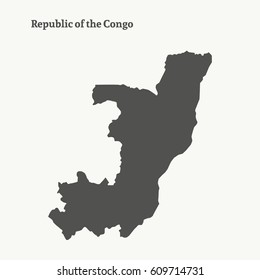 Outline map of Republic of the Congo. Isolated vector illustration.