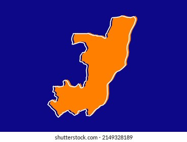 Mapa esquemático de la República del Congo, mapa conceptual estilizado de la República del Congo. Mapa naranja sobre fondo azul.