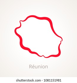 Outline map of Reunion marked with red line.