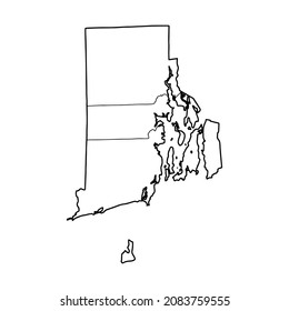 Outline map of Rhode island white background. The capital of Afghanistan. Vector map with contour.