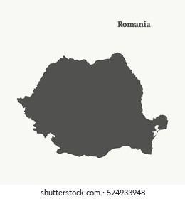 Outline map of Romania. Isolated vector illustration.