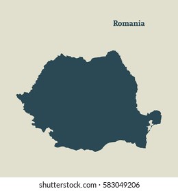 Outline map of Romania. Isolated vector illustration.