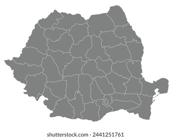 Outline of the map of Romania with regions