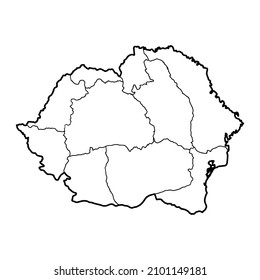 Outline map of Ronamia white background. Vector, European state map with contour.