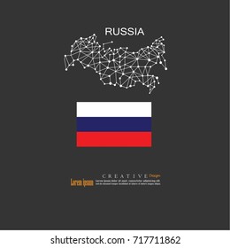 outline map of  Russia with nation flag.vector illustration.