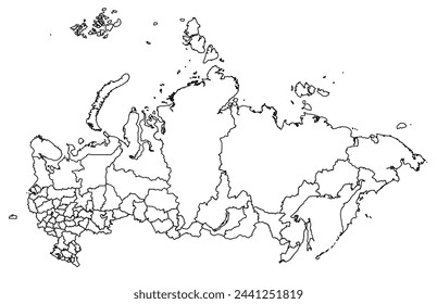 Outline of the map of Russia with regions