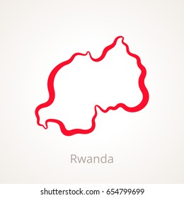 Outline map of Rwanda marked with red line.