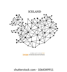 outline map of S Iceland vector illustration.