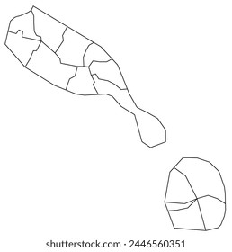 Outline of the map of Saint Kitts and Nevis with regions