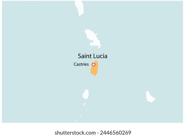 Outline of the map of Saint Lucia