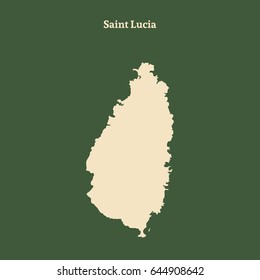 Outline map of Saint Lucia. Isolated vector illustration.