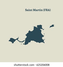 Outline map of Saint Martin. Isolated vector illustration.