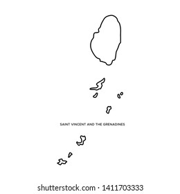 Outline Map of Saint Vincent and the Grenadines Vector Design Template. Editable Stroke