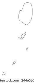 Outline of the map of Saint Vincent and the Grenadines