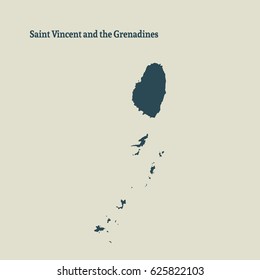 Outline map of Saint Vincent and the Grenadines. Isolated vector illustration.