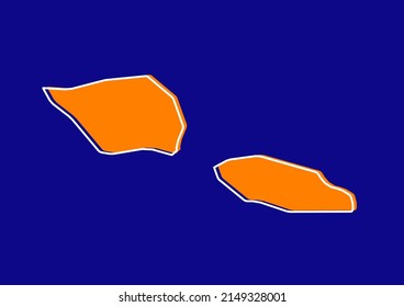 Mapa esquemático de Samoa, mapa conceptual estilizado de Samoa. Mapa naranja sobre fondo azul.