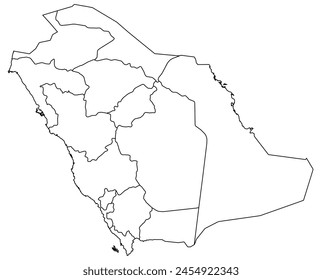 Outline of the map of Saudi Arabia with regions