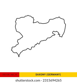 Übersicht Sachsen - Bundesland Deutschland Vektor Illustration Design Template. Bearbeitbarer Stroke.